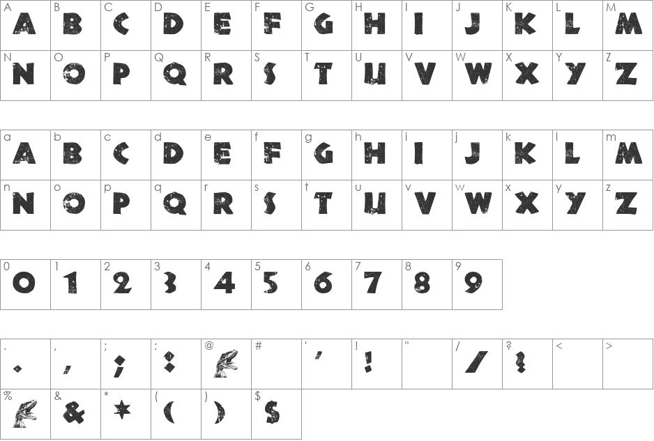 Northern Territories font character map preview