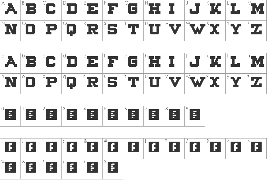 Northpoint font character map preview
