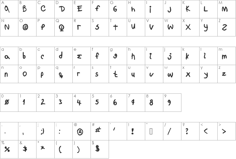 NorthsideNBP font character map preview