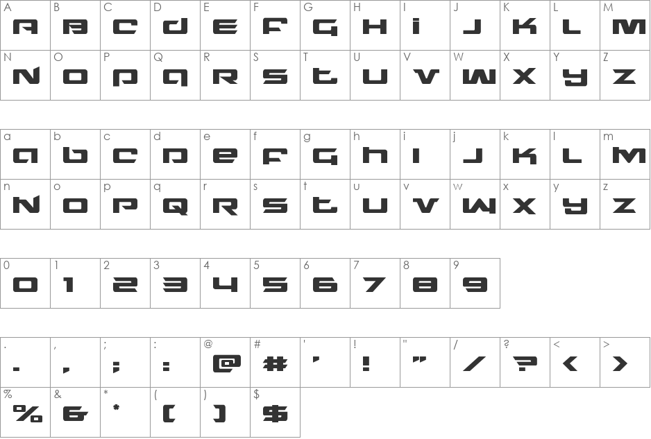 Northstar Outline Italic font character map preview