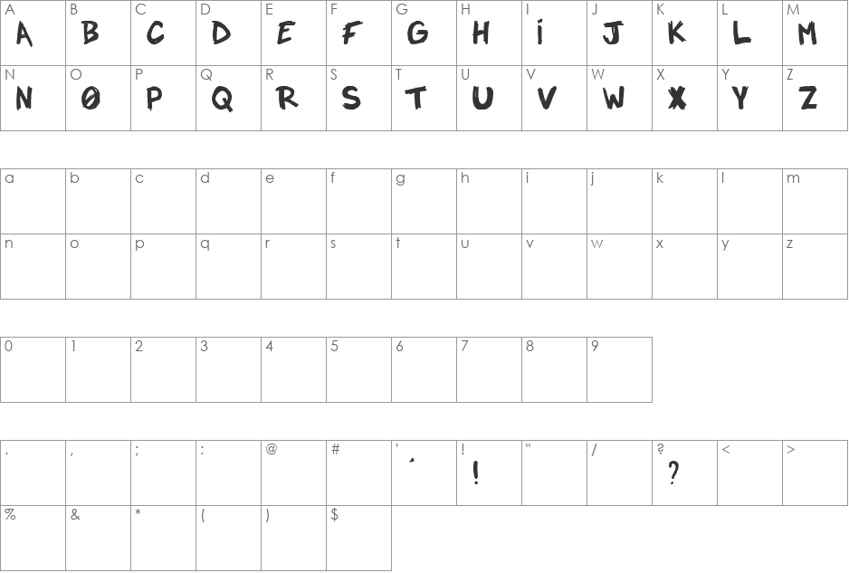 NOT A DROPE font character map preview