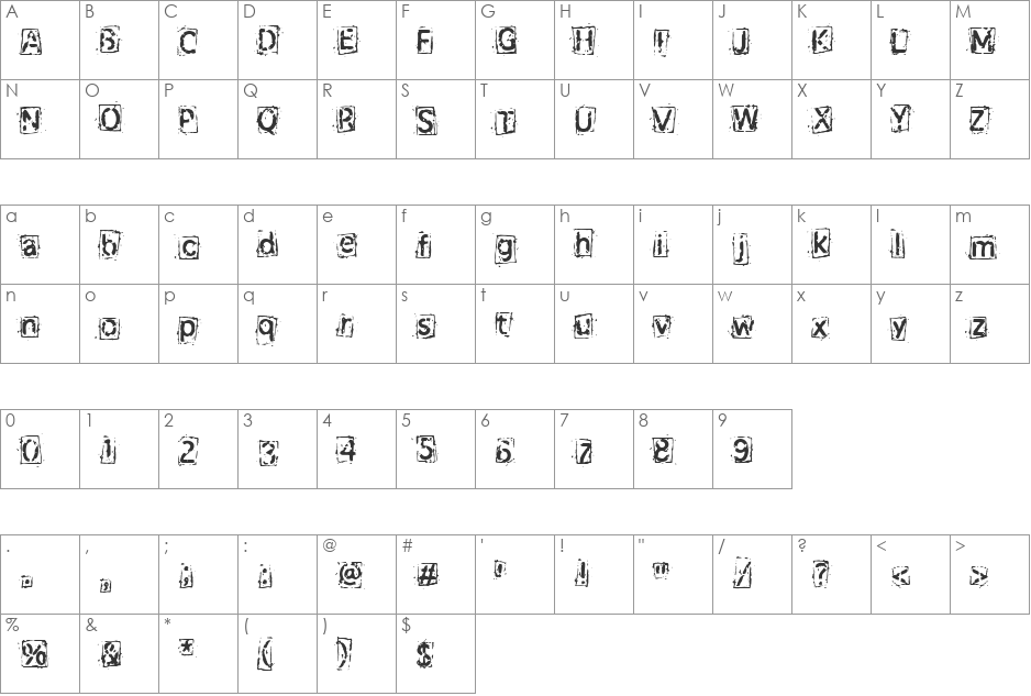 Not Too Shabby Boxed font character map preview