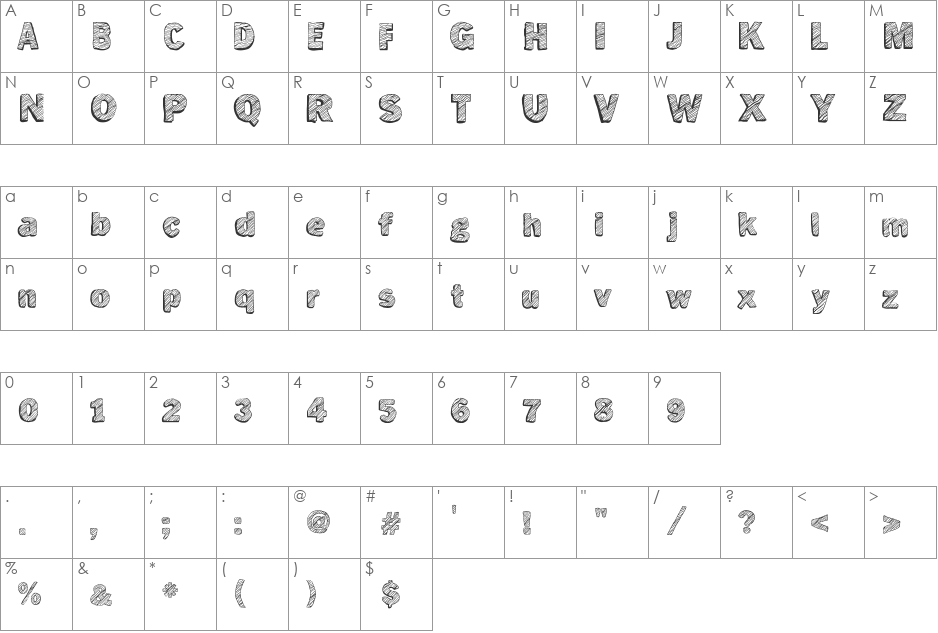 Not Tuned TV font character map preview