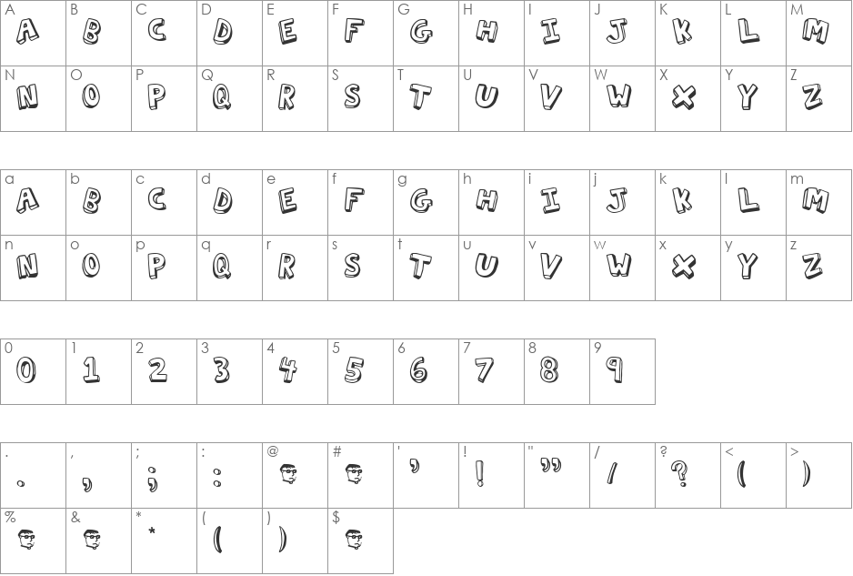 Action Jackson font character map preview