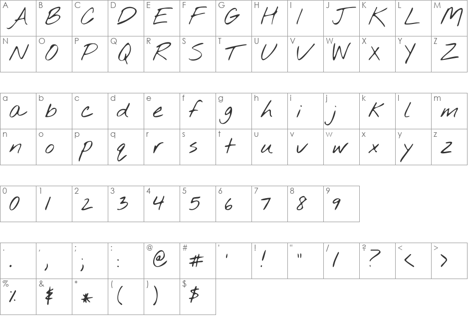 Nothing You Could Do font character map preview