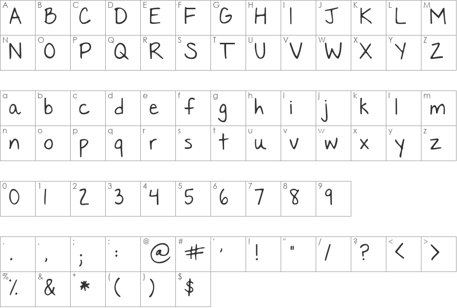 Nothing You Could Say font character map preview