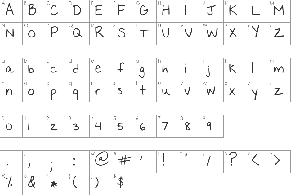Nothing You Could Say font character map preview