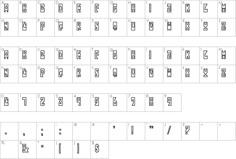 NothingInbetween font character map preview