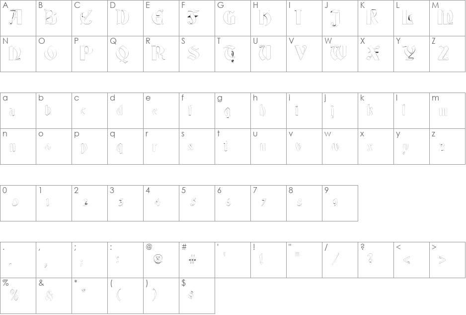 NotNeo font character map preview