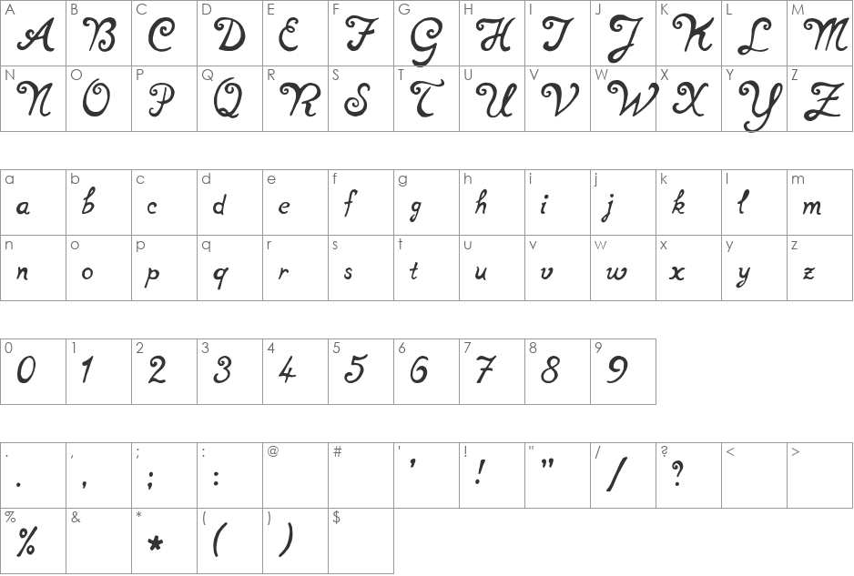 notperfect regular font character map preview