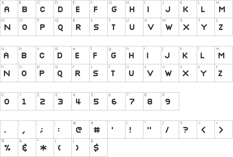 Nottke font character map preview