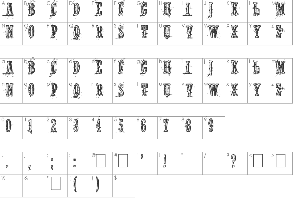 Notwell font character map preview