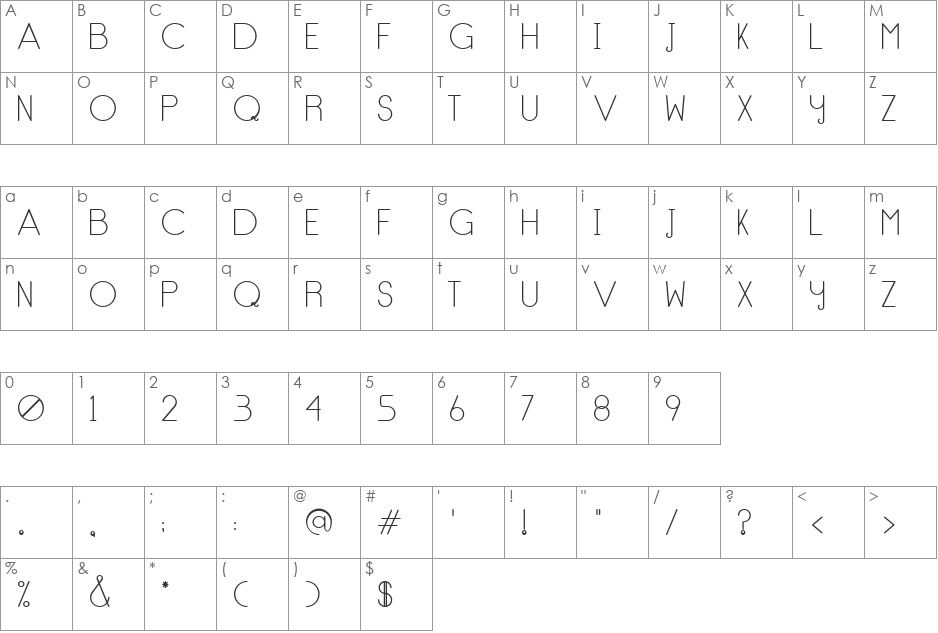 NoType font character map preview