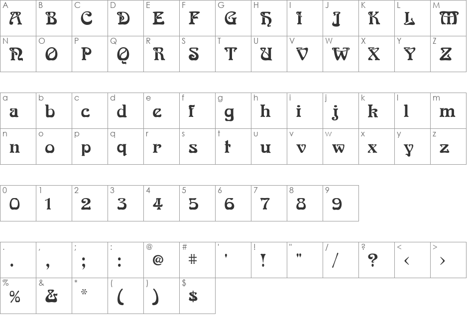 NouveauFLF font character map preview