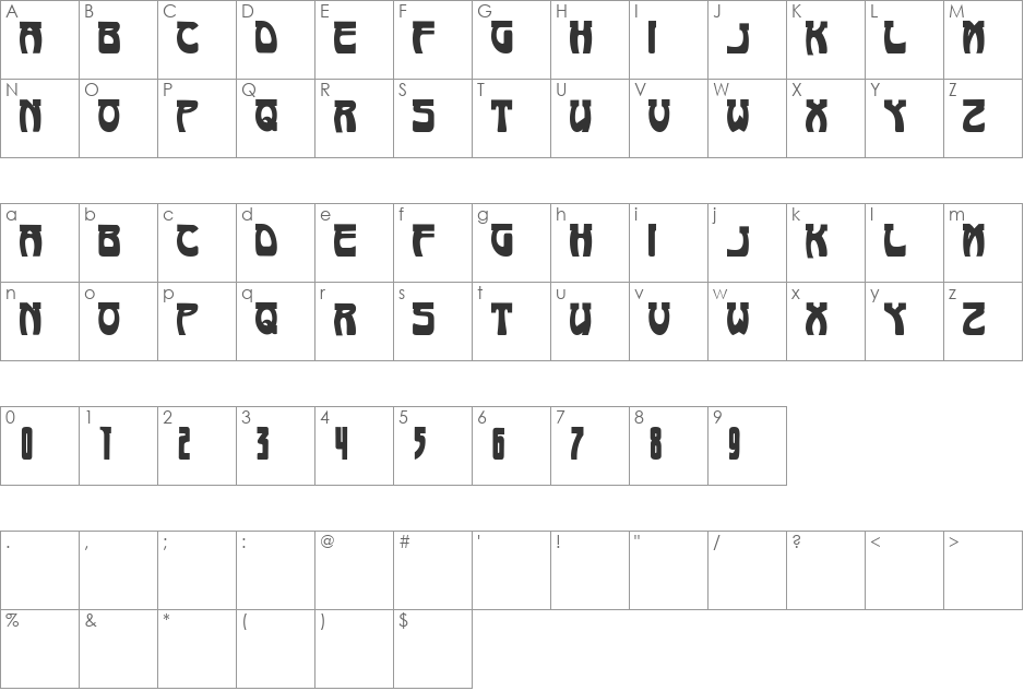 NouveauQuatre font character map preview