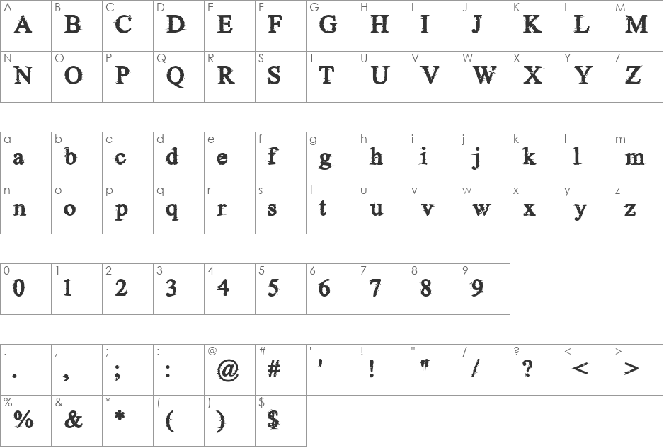 Nova Cane font character map preview