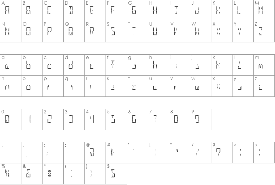 Nova Display font character map preview