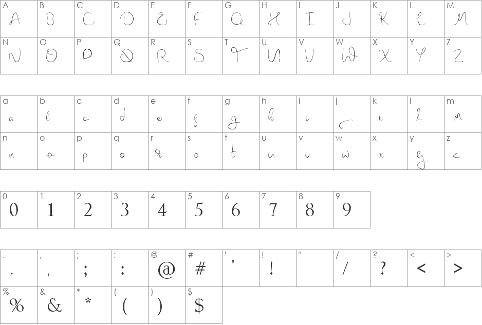 Nova Hearts font character map preview