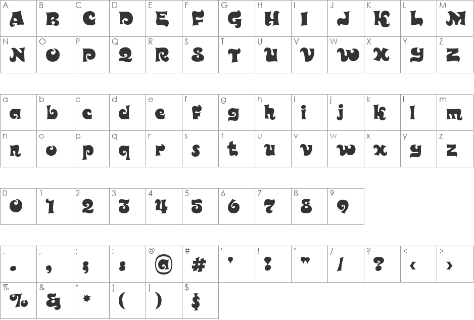 Novak-Winter font character map preview