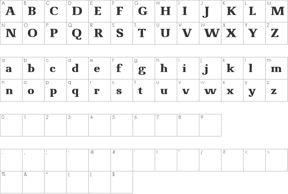 Novello Pro font character map preview