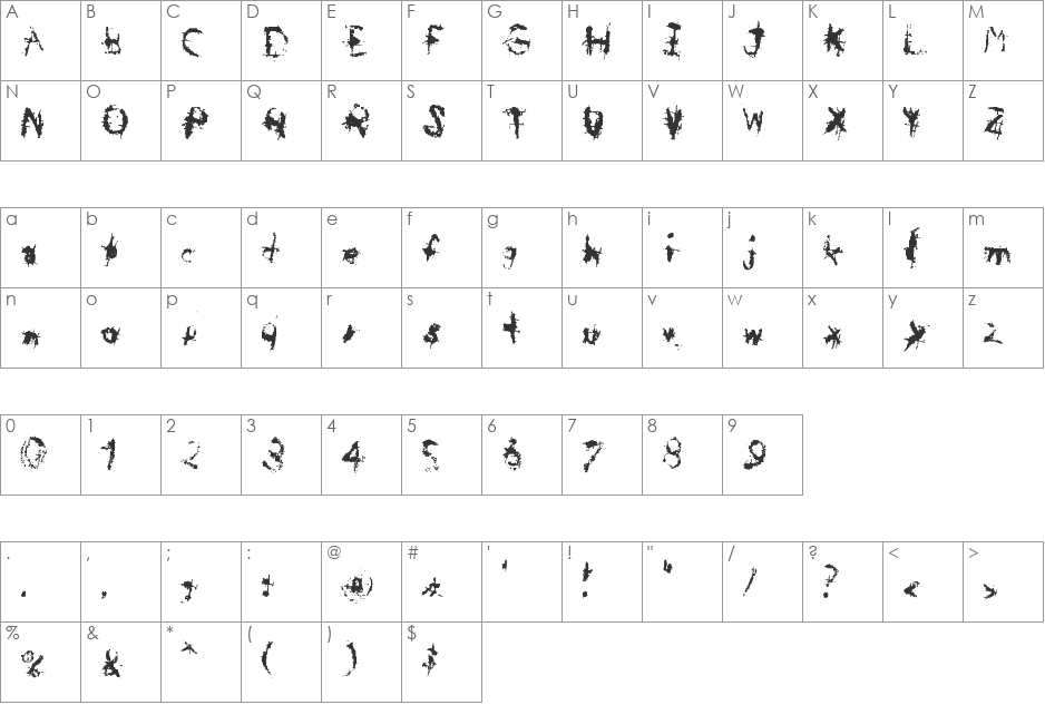 November font character map preview
