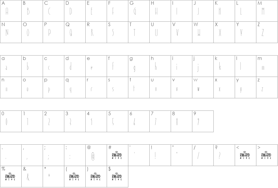 November Sky Demo font character map preview