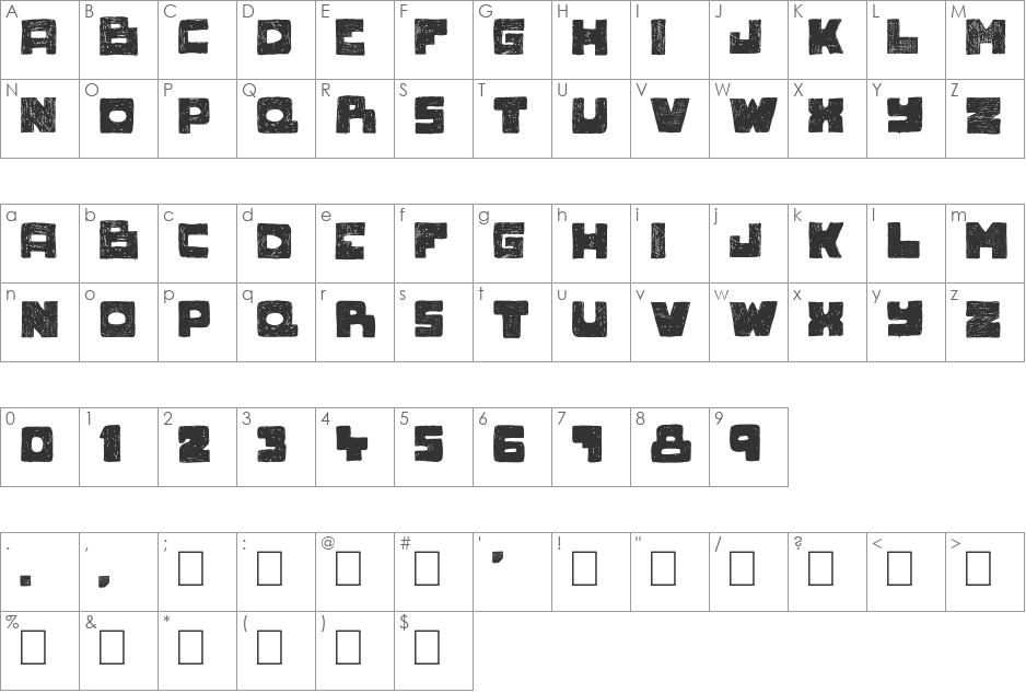 Novlang font character map preview
