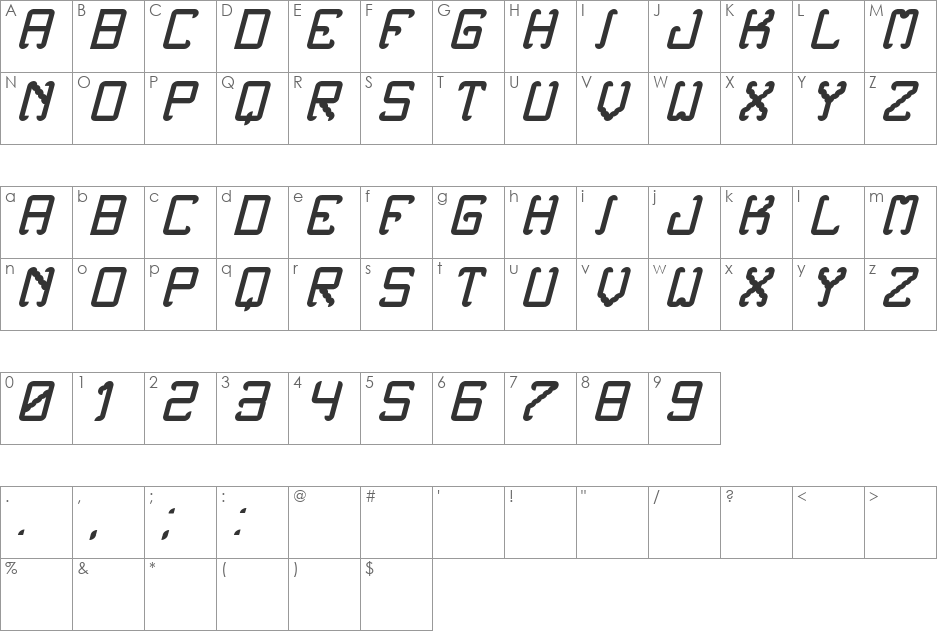 Noxtrey Auf tfb font character map preview