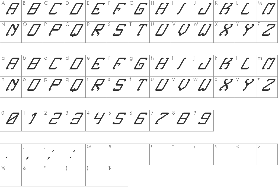 Noxtrey Auf tfb extra font character map preview