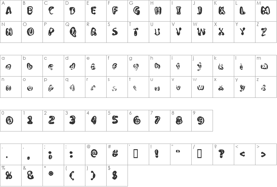 Noyes font character map preview