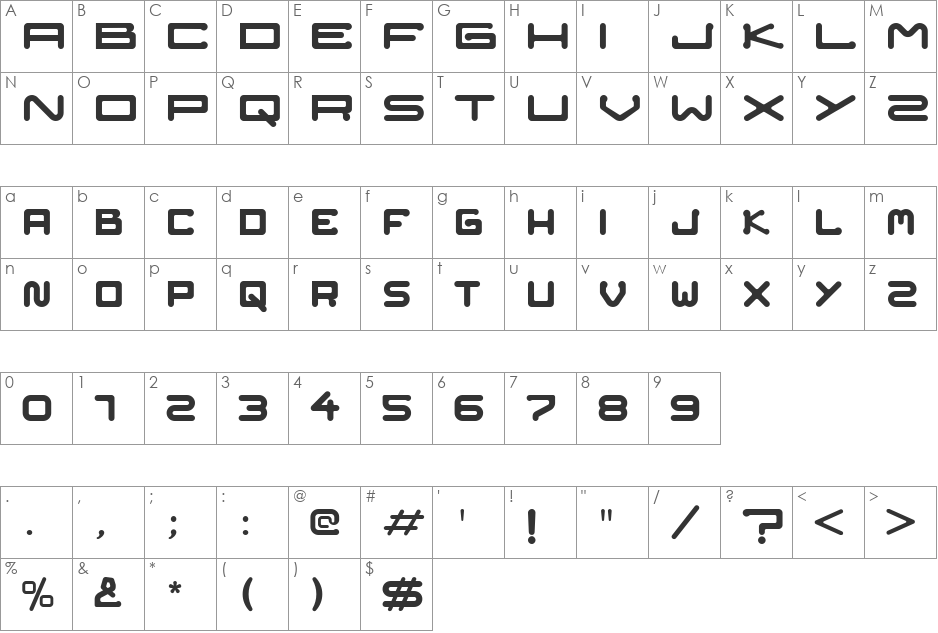 NOZSTUDIO font character map preview