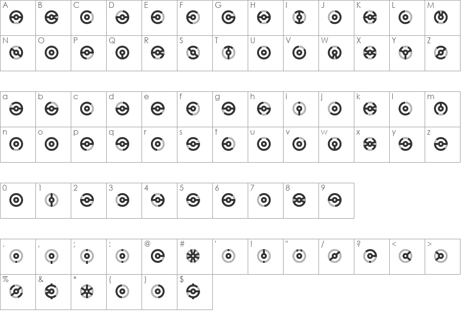 Nucleus BRK font character map preview