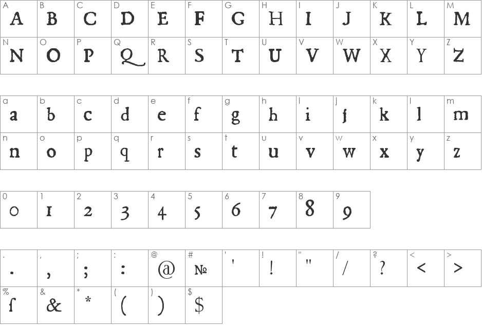 Nueva Espa?a font character map preview