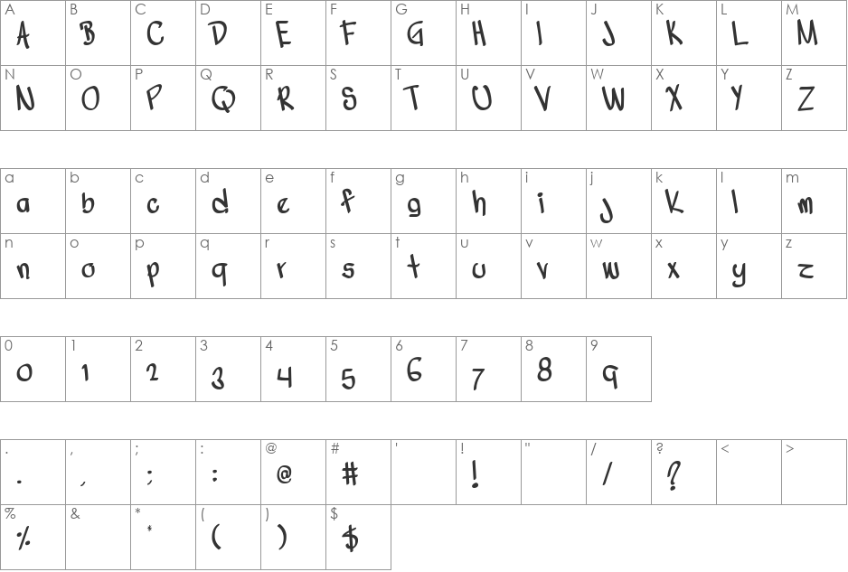 Nuevo Vago font character map preview