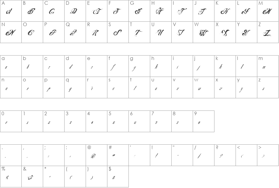 NuevoYork font character map preview