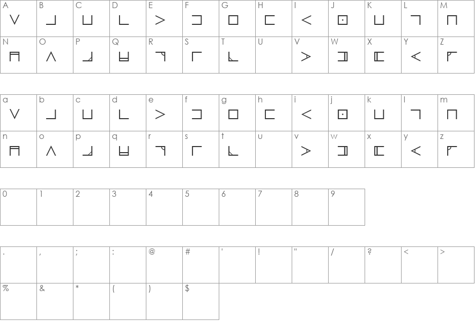 Nugsoth font character map preview