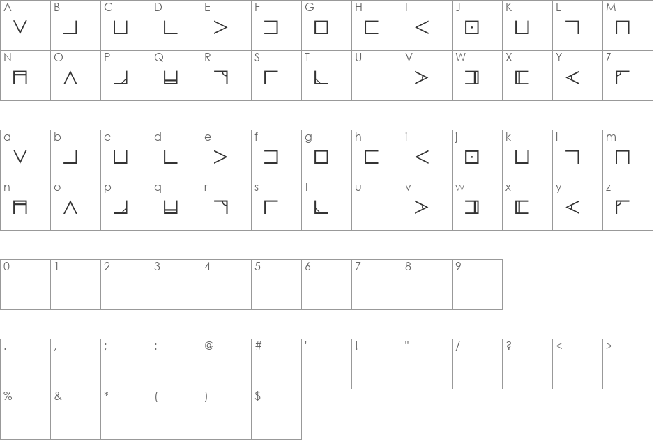 Nugsoth font character map preview