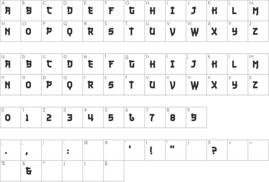 Nuku Nuku font character map preview