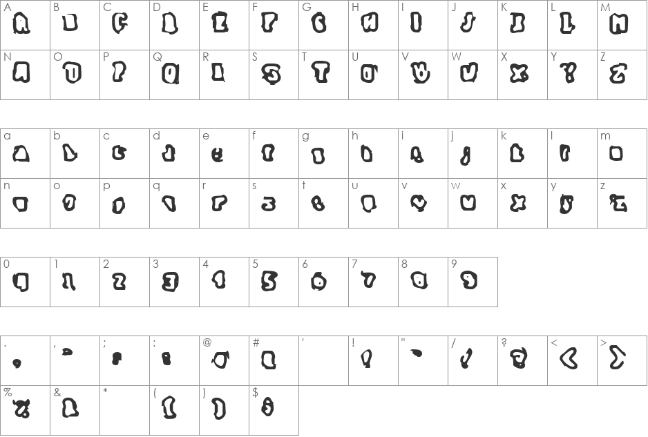 Numan font character map preview