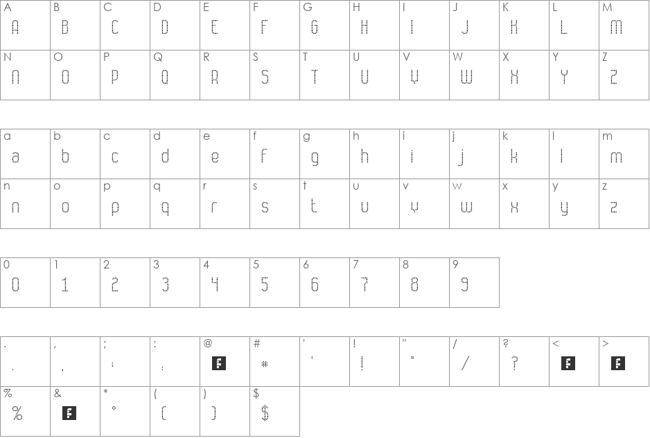 Numbat font character map preview
