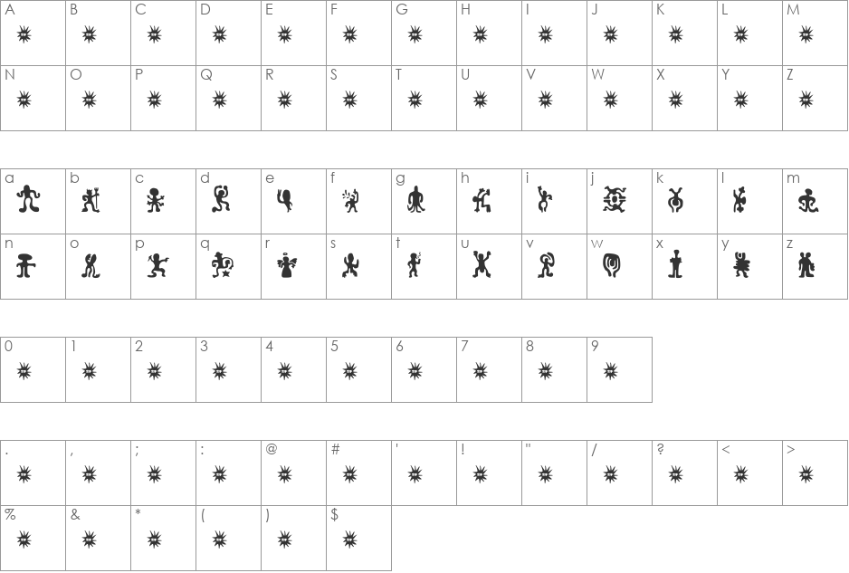 number one font character map preview