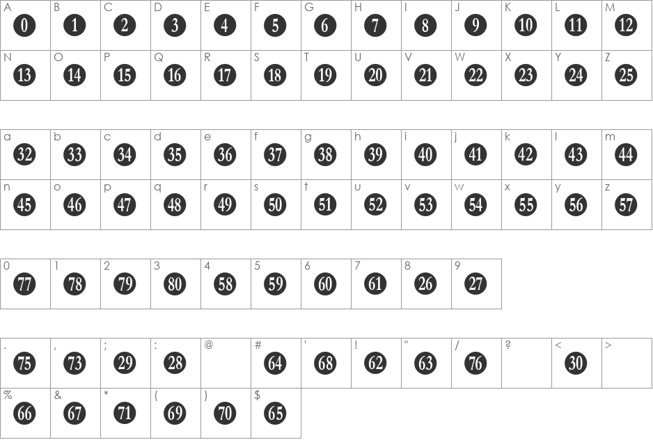 Numberpile font character map preview