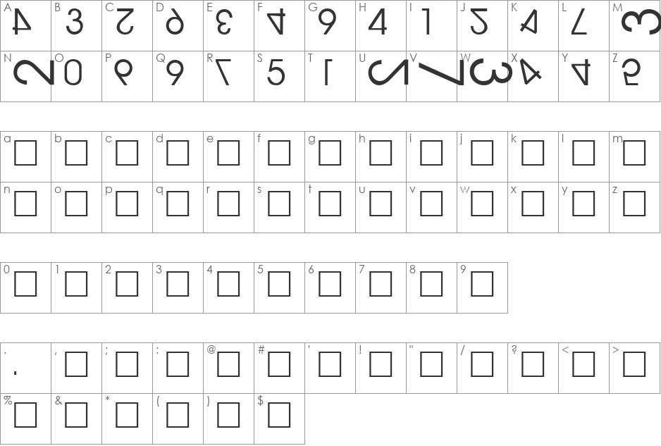NumerO font character map preview
