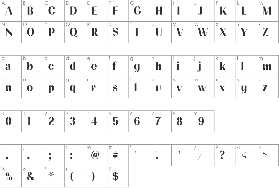 Numskill FB Bold font character map preview