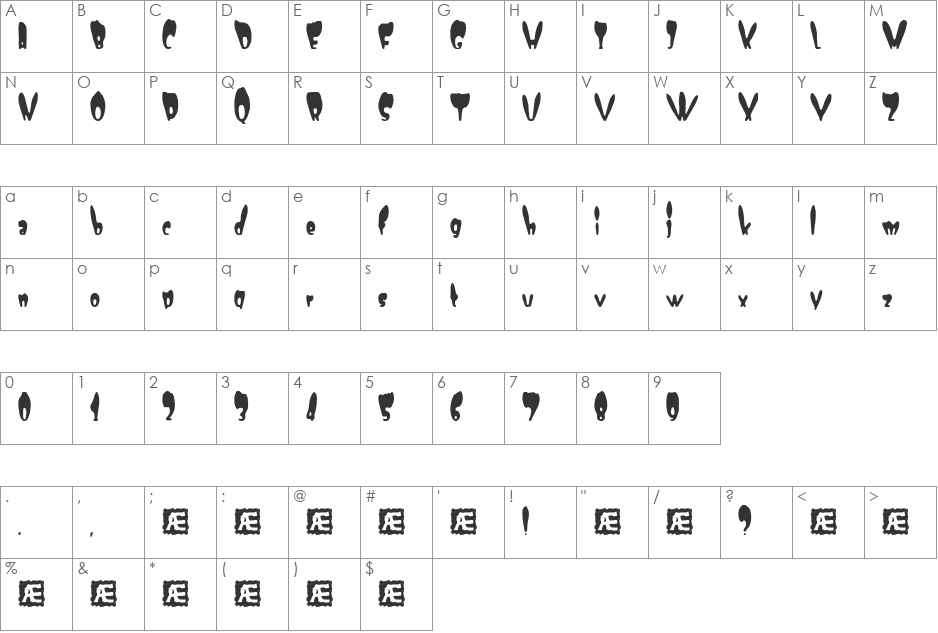 Numskull (BRK) font character map preview