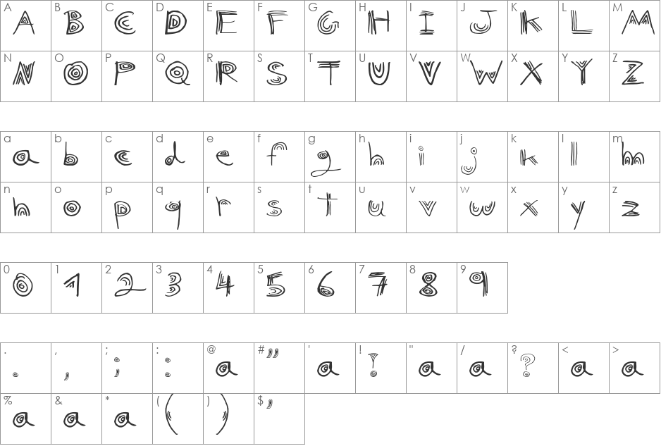 nuni font character map preview
