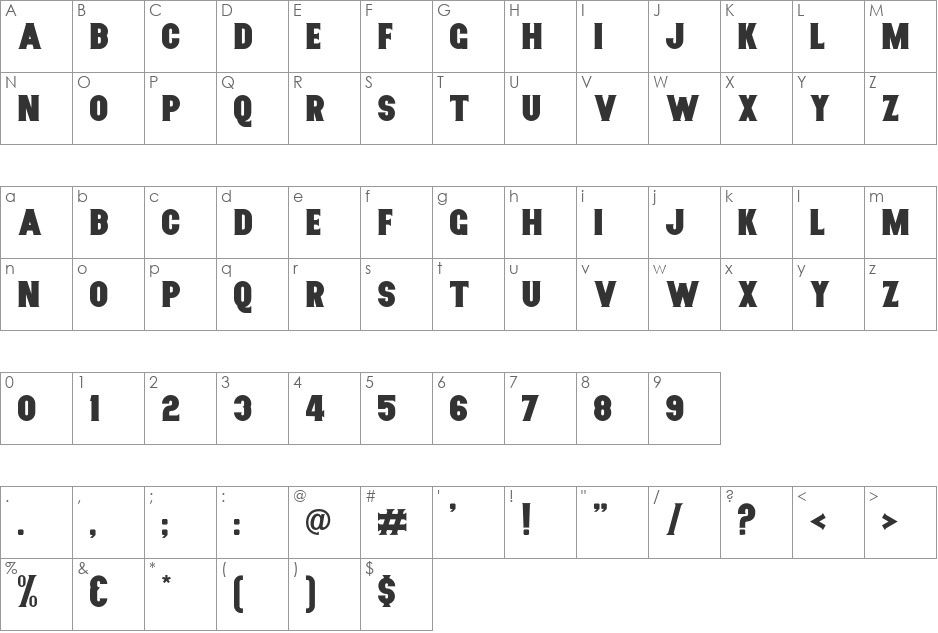 Nurjan font character map preview