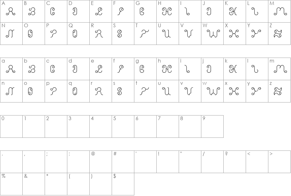 Nurmaya font character map preview