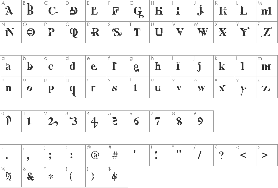 Nurse Ratchet font character map preview