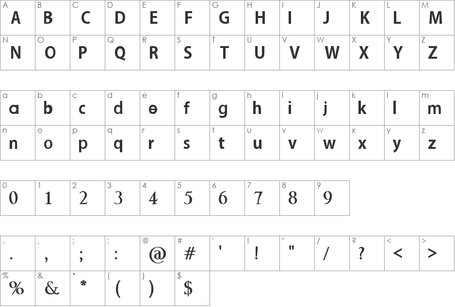 nutella font character map preview